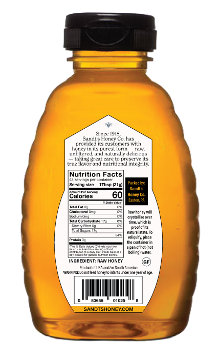 Sandts Honey Nutrition Facts