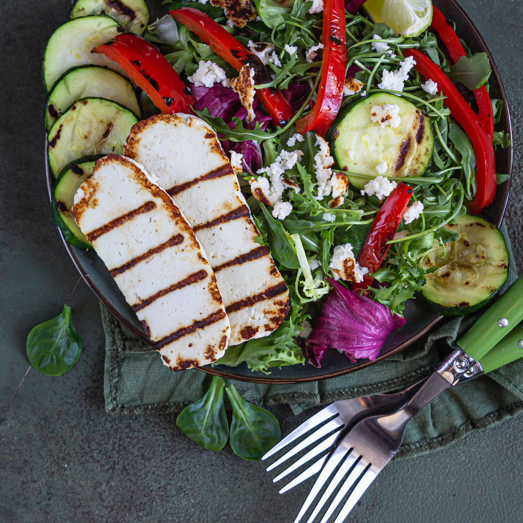 Grilled Tofu Salad with Honey Chile Dressing - or whatever you have fresh from the farmer's market